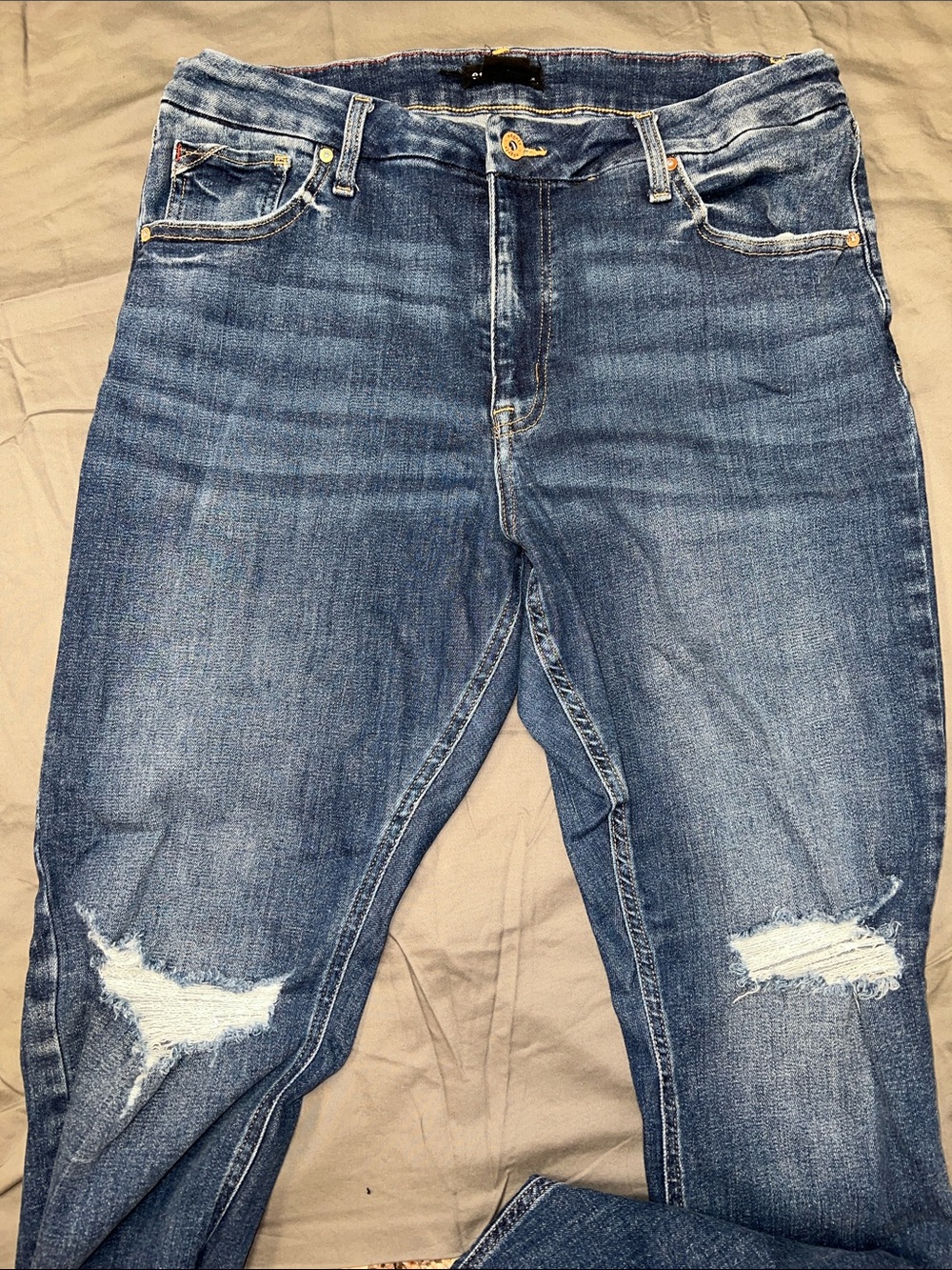 Slim Fit Distressed Blue Skinny Jeans